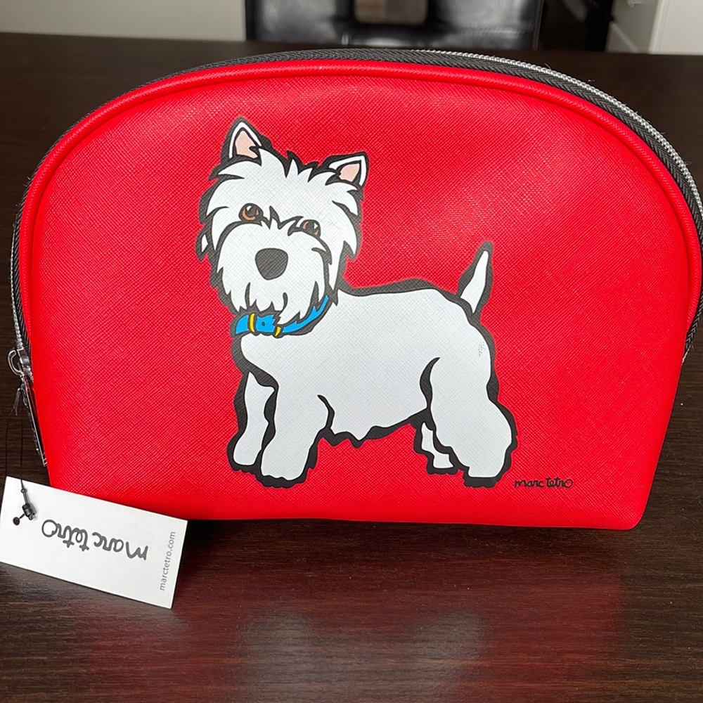NWT Marc Taro Westie Dog Cosmetic Bag